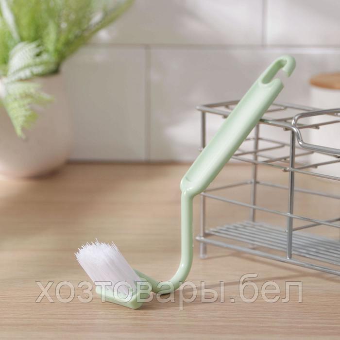 Щетка для мытья посуды с изогнутой ручкой 22 см, цвет МИКС - фото 1 - id-p184545753