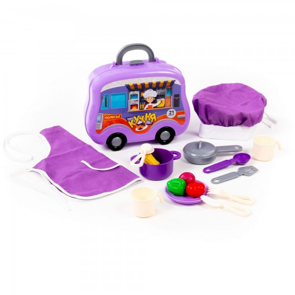 Набор детской игрушечной посуды (21 элемент) (в чемоданчике на колёсиках) арт. 94278 Полесье - фото 5 - id-p184548422