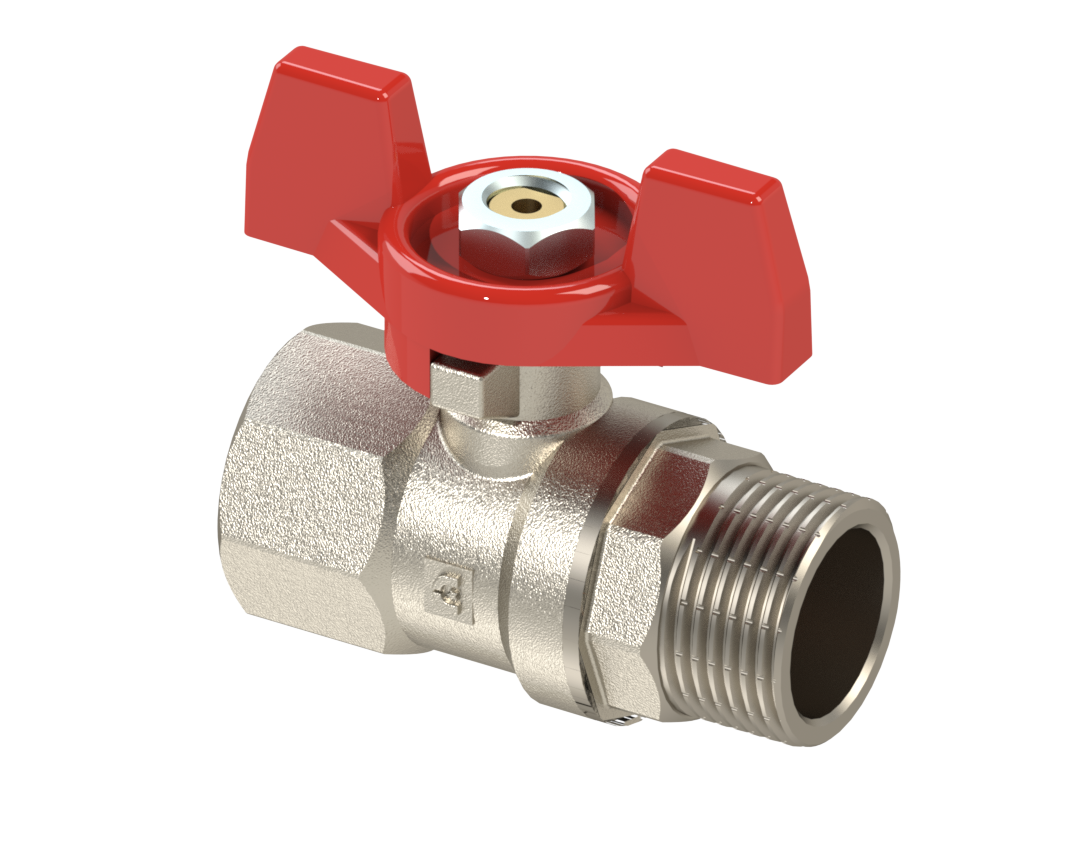Кран шаровый никелированный НАР-ВН 1 1/4" с бабочкой (Турция)