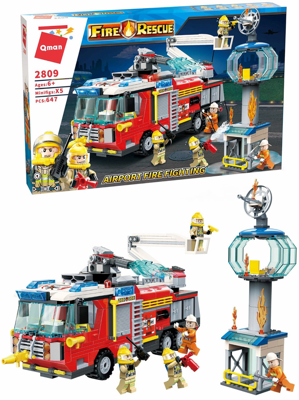 Конструктор Qman 2809 "Пожар в аэропорту" , аналог Лего LEGO - фото 2 - id-p134942963