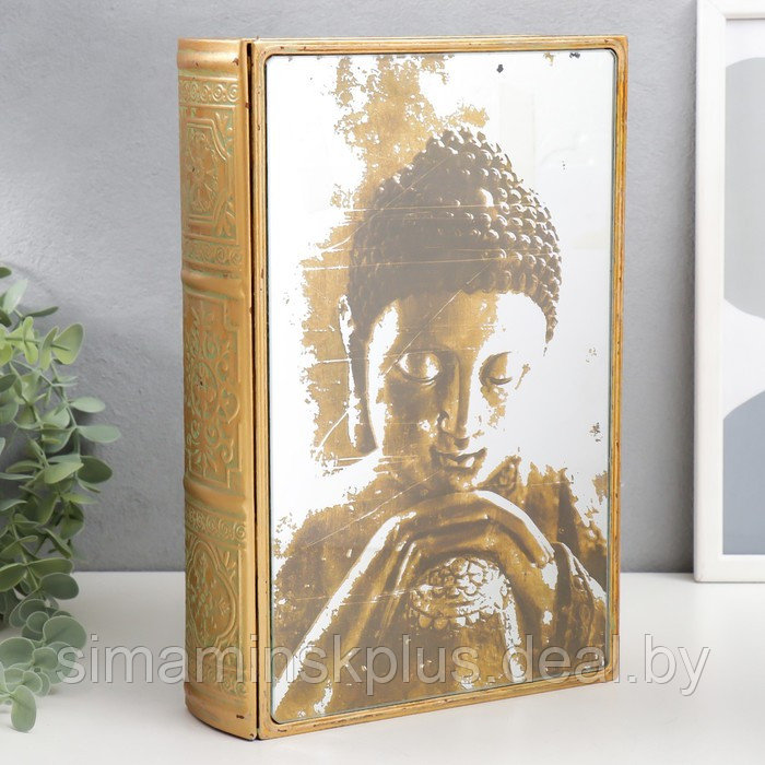 Шкатулка-книга металл, стекло "Будда" 30х20х6,8 см - фото 1 - id-p184648487