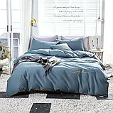 Комплект постельного белья Евро MENCY ЖАТКА Голубой, фото 3