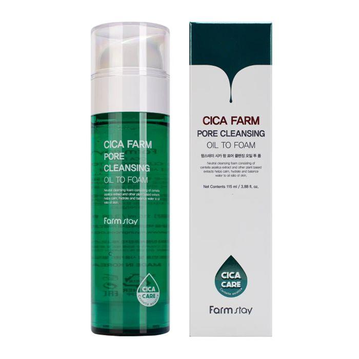 Гидрофильное масло-пенка с центеллой азиатской FarmStay Cica Farm Pore Cleansing Oil To Foam 115 МЛ