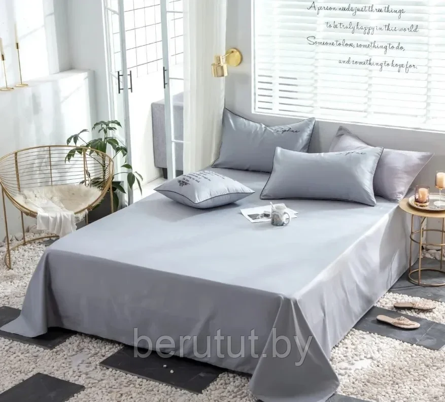 Комплект постельного белья Евро MENCY ЖАТКА Серый - фото 3 - id-p184658230