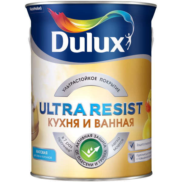 Краска Dulux Ultra Resist Кухня мат BW 2,5л