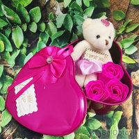 УЦЕНКА Подарочный набор мыло Роза и Мишка в ассортименте  Ярко розовый