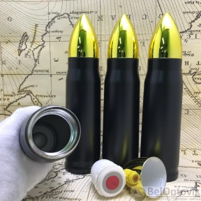 Термос в форме пули No Name Bullet Vacuum Flask, 500 мл Черный без принта, фото 1