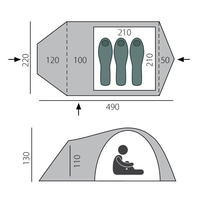 Палатка, серия Trekking Voyager, зелёная, 3-местная - фото 2 - id-p184667708