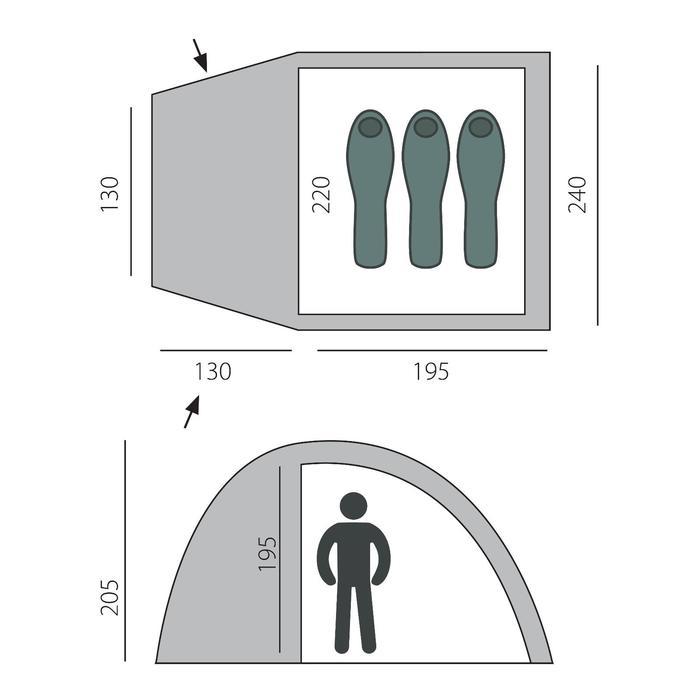 Палатка, серия Casmping Dome 3, зелёная, 3-местная - фото 6 - id-p184667709