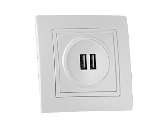 Розетка с двумя USB-разъемами (скрытая) белая, УЮТ Bylectrica