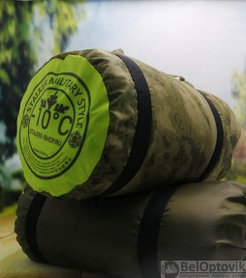 Спальный мешок с подголовником Stalker Military Style одеяло (22595, изософт, до -10С), РФ
