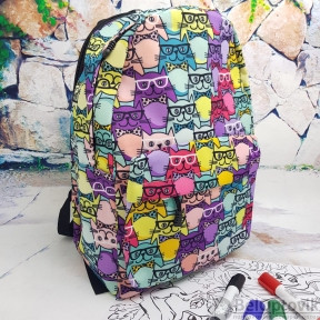 Рюкзак молодежный (школьный) с принтом. Ткань оксфорд Цветная кототерапия