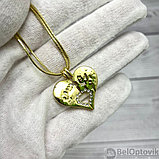 Парная подвеска Сердце на цепочках (2 цепочки, 2 половинки сердца) Золото - Серебро, фото 6