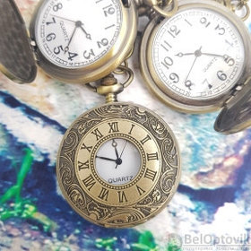 Карманные часы с цепочкой и карабином Римские цифры