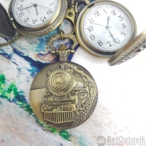 Карманные часы с цепочкой и карабином Поезд