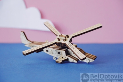Деревянный конструктор (сборка без клея) Вертолет UNIT HELI UNIWOOD