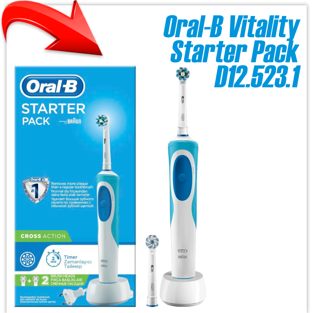 Электрическая зубная щетка Oral-B Vitality Starter Pack D12.523.1