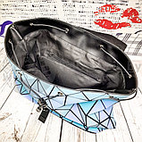 Светящийся неоновый рюкзак-сумка Хамелеон. Светоотражающий рюкзак Геометрия, фото 2