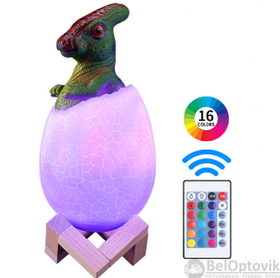 Светодиодный ночник Мезозой (лампа - ночник) 3D Динозавр игрушка с пультом управления, 16 цветов Паразауролоф