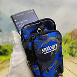 Спортивная сумка чехол SPORTS Music для телефона на руку, камуфляжный принт Синий, фото 4