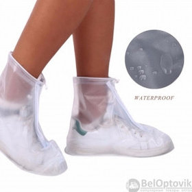 Защитные чехлы (дождевики, пончи) для обуви от дождя и грязи с подошвой цветные р-р 43-44 (2XL) Белые