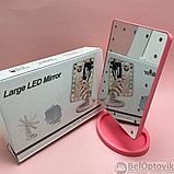 АКЦИЯ   Безупречное зеркало с подсветкой Lange Led Mirror Black/White/Pink Розовое, батарейка, фото 10