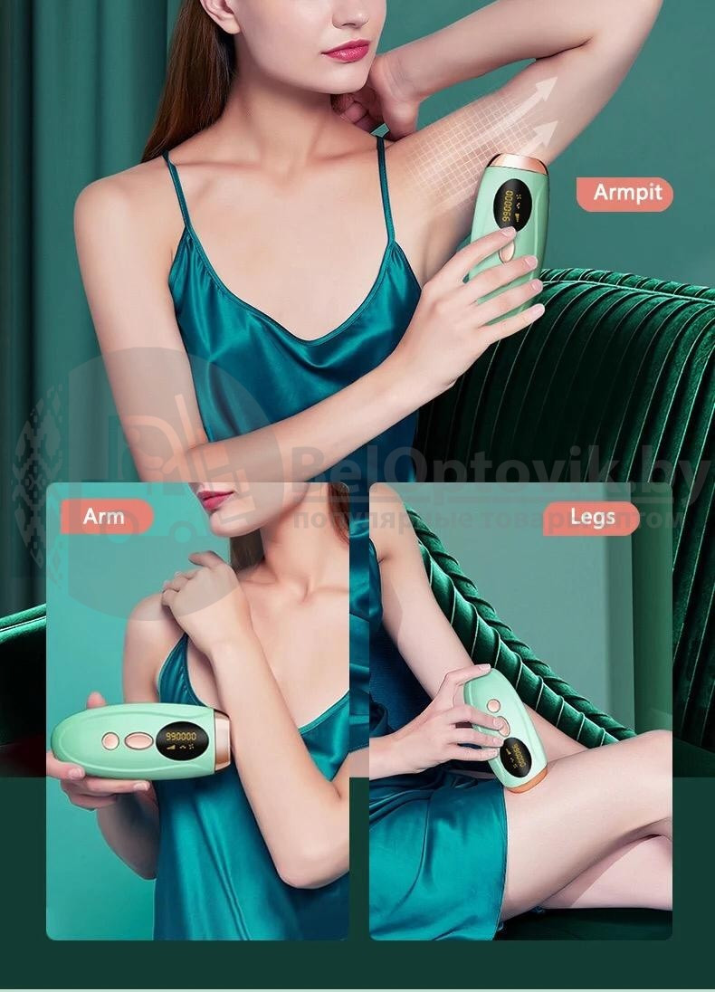 Фотоэпилятор для удаления волос IPL Hair Removal Device 999999 импульсов Зеленый - фото 9 - id-p157261767