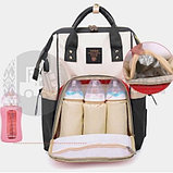 Сумка - рюкзак для мамы Baby Mo с USB /  Цветотерапия, качество, стиль Светлый джинс с карабином и креплением, фото 5