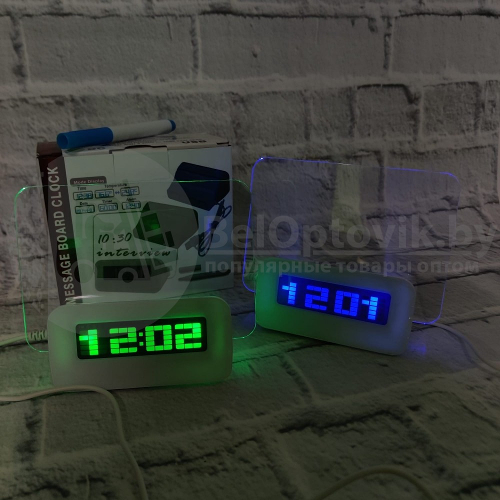 Креативные LED Часы-Будильник HIGHSTAR Неоновый (синий) - фото 6 - id-p132033421