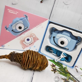 (VIP качество) Детский фотоаппарат Childrens Fun Camera Моя первая селфи камера 2 Голубой смайлик