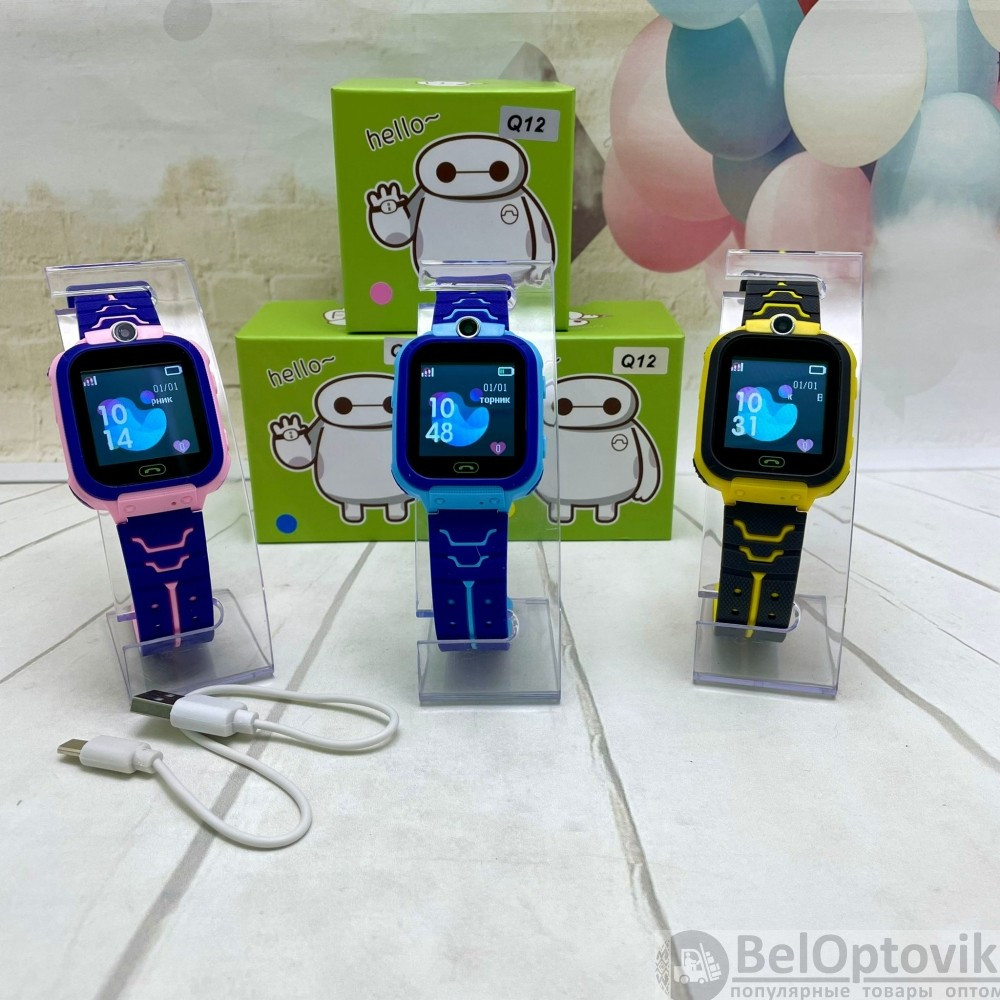 Детские умные часы Smart Baby Watch с gps Q12 Голубые с фиолетовым - фото 6 - id-p170111231