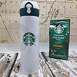 Термокружка Starbucks 450мл (Качество А) Металл с зеленым логотипом, фото 10