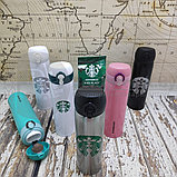 Термокружка Starbucks 450мл (Качество А) Белый с зеленым логотипом и крышкой, фото 4