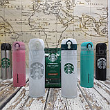 Термокружка Starbucks 450мл (Качество А) Белый с зеленым логотипом и крышкой, фото 6