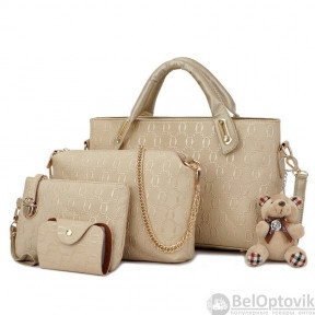 Комплект сумочек Fashion Bag под кожу питона 6в1 Бежевый
