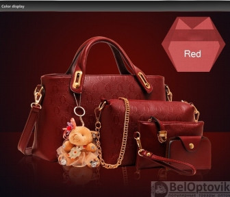 Комплект сумочек Fashion Bag под кожу питона 6в1 Красный