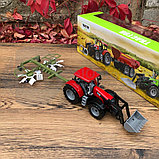 Модель трактора: Трактор уборочный с граблями и ковшом 1:32  Qunxing Toys 550-49A, фото 6