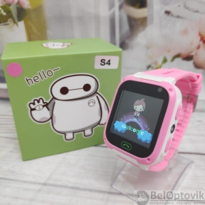 Детские умные часы SMART BABY S4 с функцией телефона Розовые с белым
