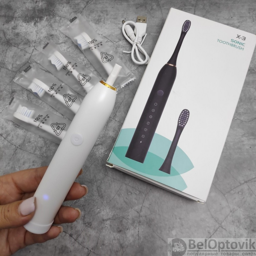 Электрическая зубная щётка Sonic toothbrush x-3 Белый корпус - фото 2 - id-p132027348