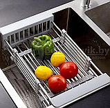 Органайзер для кухни универсальный (дуршлаг сушилка) Extendable Dish Drying, металл, пластик Зеленый, фото 3