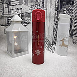 Термокружка Рождество Merry Christmas, 400 мл Красный со снежинками, фото 7