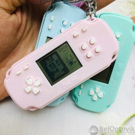 Брелок - тетрис Mini Game Player (с кольцом, карабином и колокольчиком) Нежно-розовый с белыми кнопками