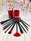 Набор кистей для макияжа в тубусе KYLIE RED/Black, RED/White 12 шт В белом тубусе с красным оформлением тубуса, фото 10