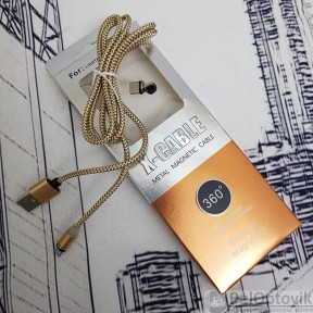 Магнитный кабель USB - Lightning X-Cable Metal Magnetic 360 для Aplle, Micro-USB, Type-C Золото