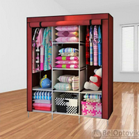 Складной шкаф Storage Wardrobe mod.88130 130 х 45 х 175 см. Трехсекционный Красный (бордовый)