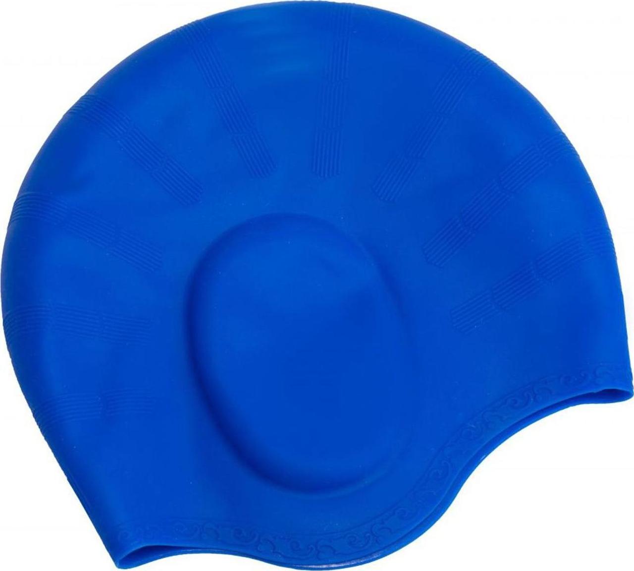 Шапочка для плавания силиконовая с выемками для ушей (синий) - фото 3 - id-p168531742