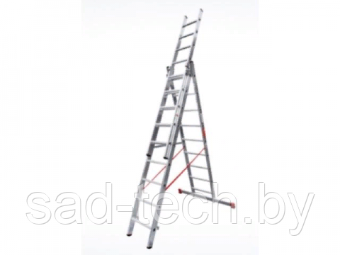 Лестница алюм. 3-х секц. 230/502/257 см 3х9 ступ. 16,2 кг  NV3230 Новая Высота (макс. нагрузка 150кг), фото 2