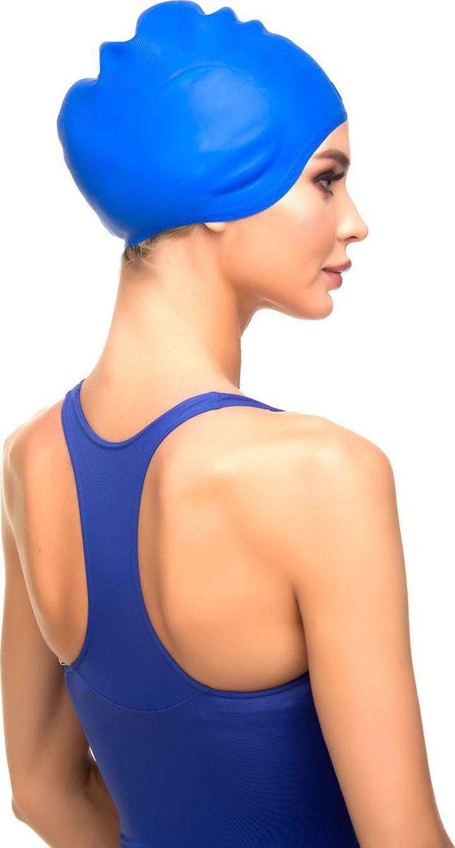 Шапочка для плавания силиконовая с выемками для ушей (синий) - фото 4 - id-p168546190