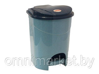Контейнер для мусора с педалью 11л (голубой мрамор) IDEA