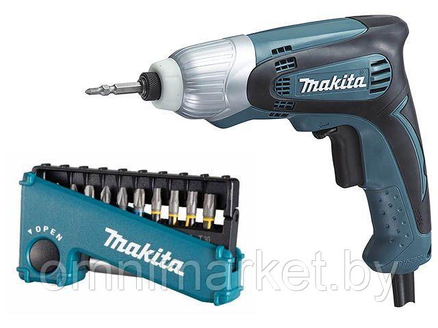 Шуруповерт MAKITA TD 0100 в кор. + Акция (набор насадок) (230 Вт, патрон внутр. шестигр. 1/4", 100 Нм,)